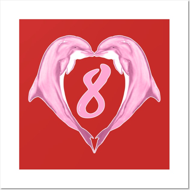 Pink Dolphins 8th Birthday Wall Art by macdonaldcreativestudios